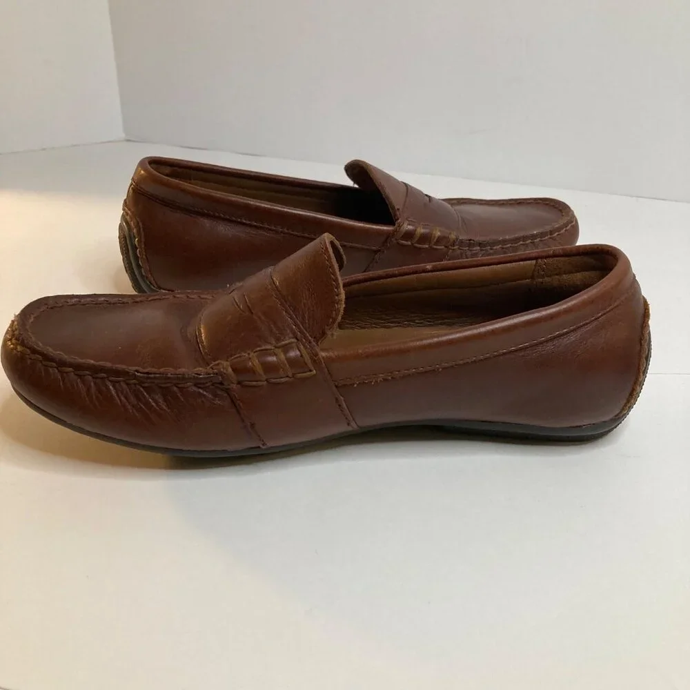 Mens Polo Ralph Lauren‎ Leather Reynold Penny Loafer Driving Shoe Brown 7.5D